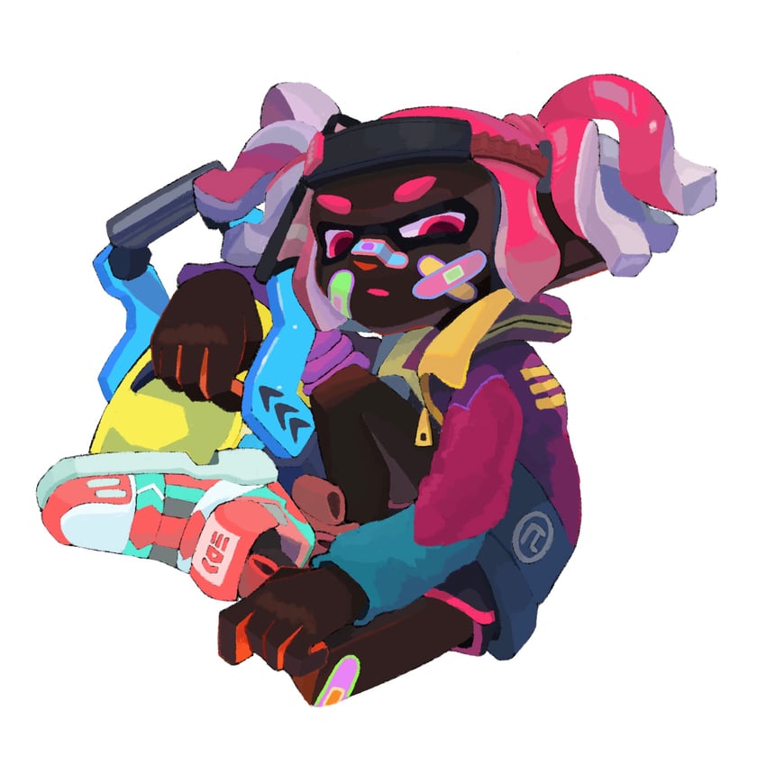 inkling player character and inkling girl (splatoon) drawn by hyper_chikuwabu