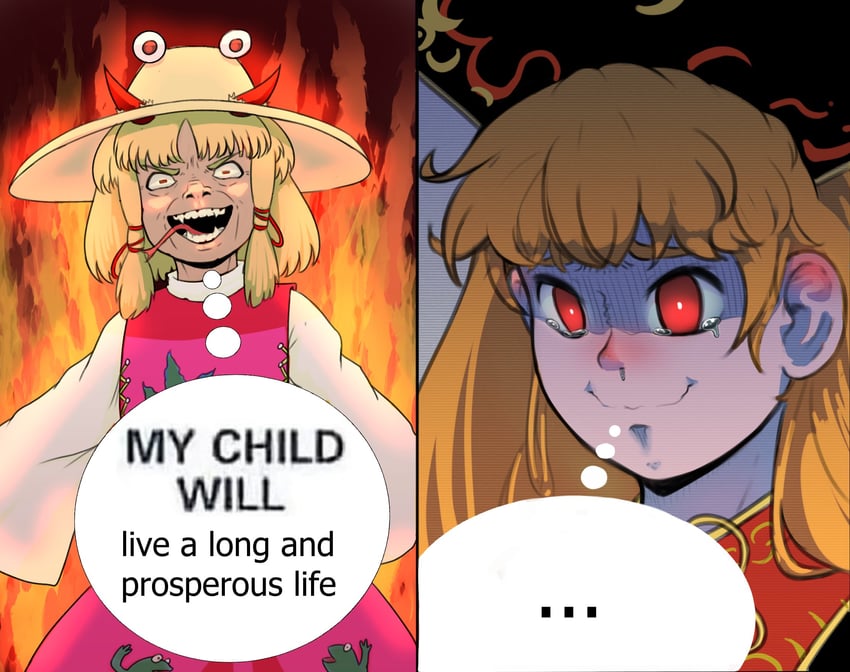 moriya suwako and junko (touhou) drawn by revenge_(vengerezn)