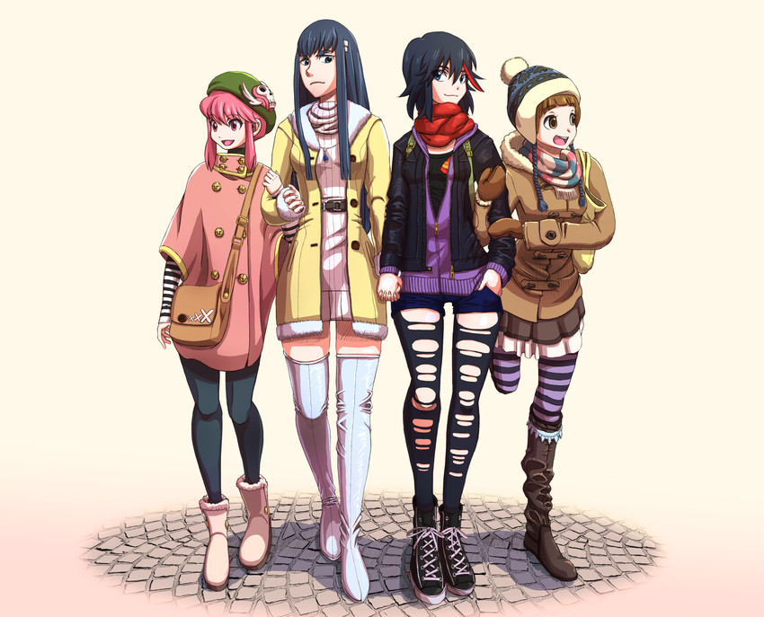matoi ryuuko, senketsu, kiryuuin satsuki, mankanshoku mako, and jakuzure nonon (kill la kill) drawn by ebi_typer