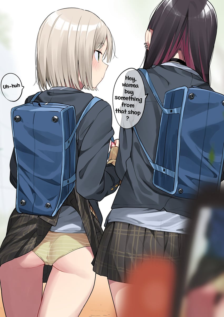 long-haired girl and haruka (original) drawn by motto_notto
