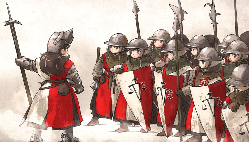 twin braids sister, lady lucerne, single braid sister, mid neutral sister, sister-at-arms, and 2 more (ordo mediare sisters) drawn by ironlily