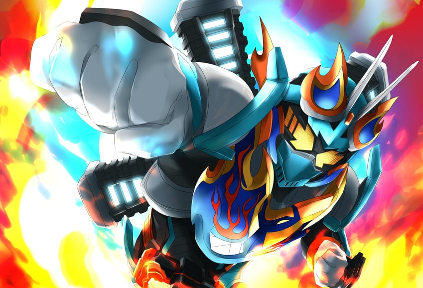 kamen rider gotchard and kamen rider fire gotchard (kamen rider and 1 more) drawn by miyabi_(037)