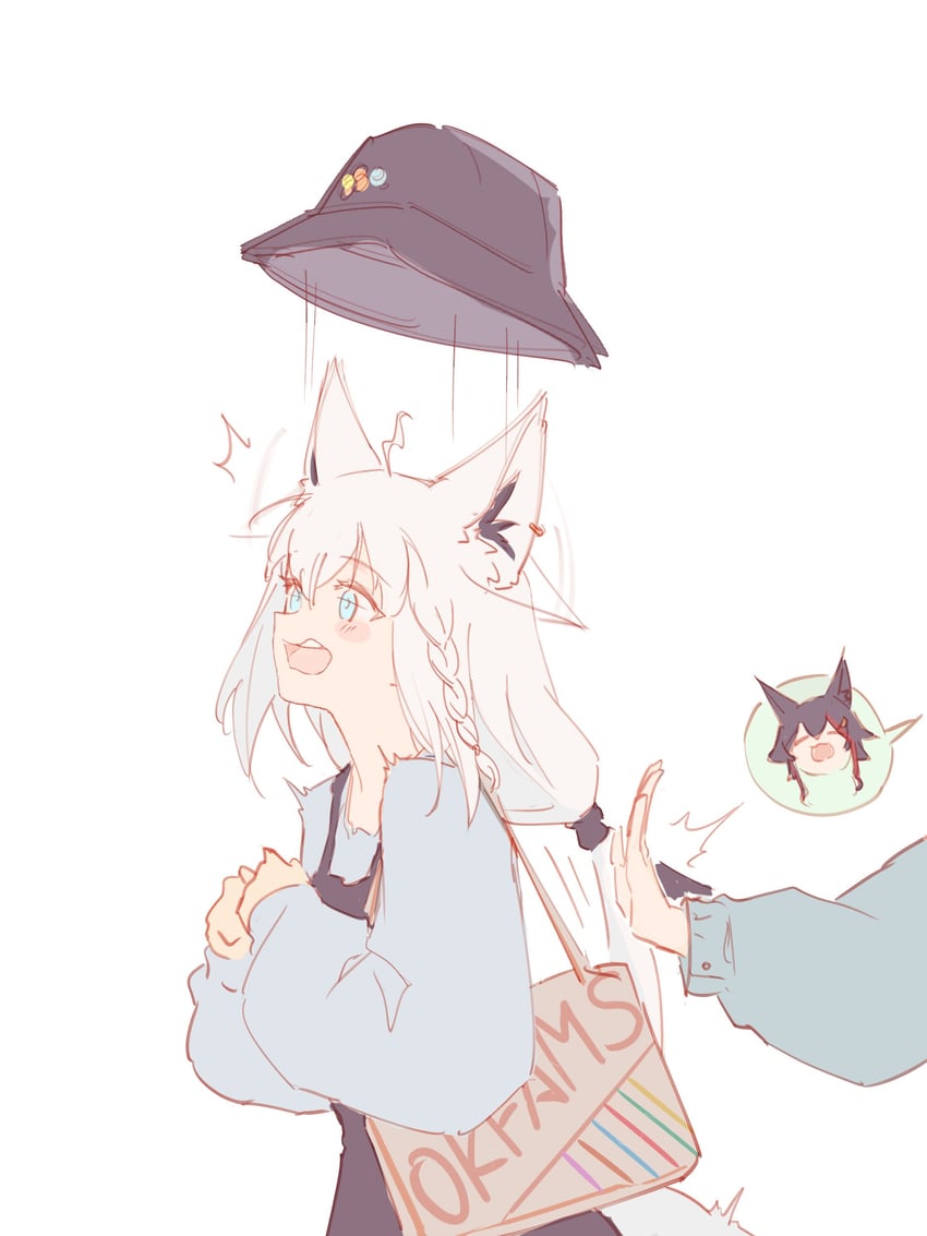 shirakami fubuki and ookami mio (hololive) drawn by hyde_(tabakko)