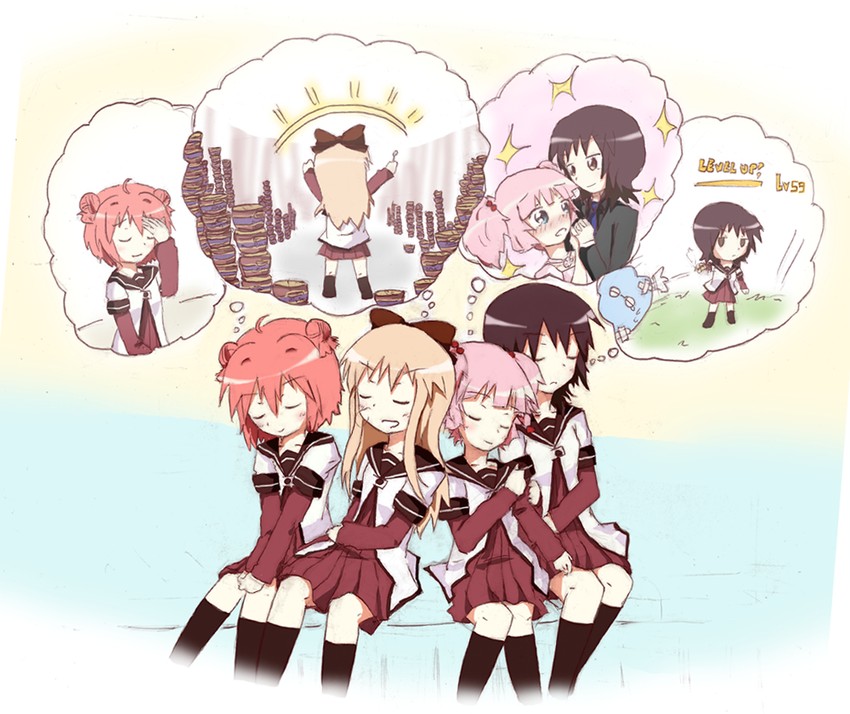 toshinou kyouko, akaza akari, funami yui, and yoshikawa chinatsu (yuruyuri) drawn by maypace