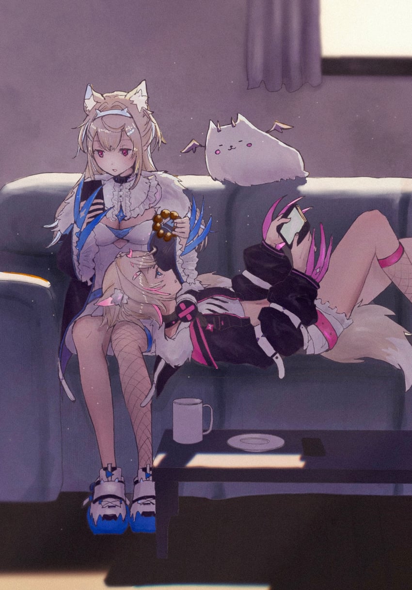 fuwawa abyssgard, mococo abyssgard, and perroccino (hololive and 1 more) drawn by fzvkrjisli18183
