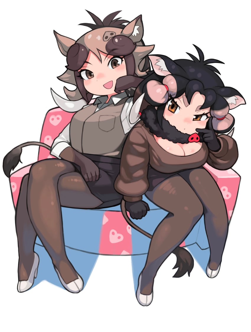 giant forest hog and desert warthog (kemono friends) drawn by rinx