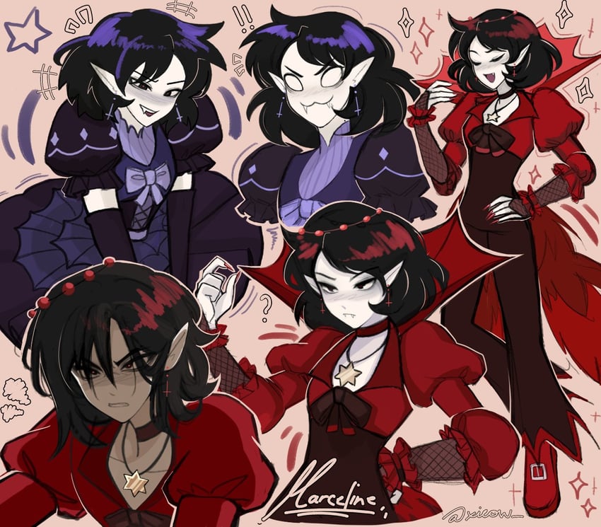 marceline abadeer and the star (adventure time and 1 more) drawn by albedo_(xieow)