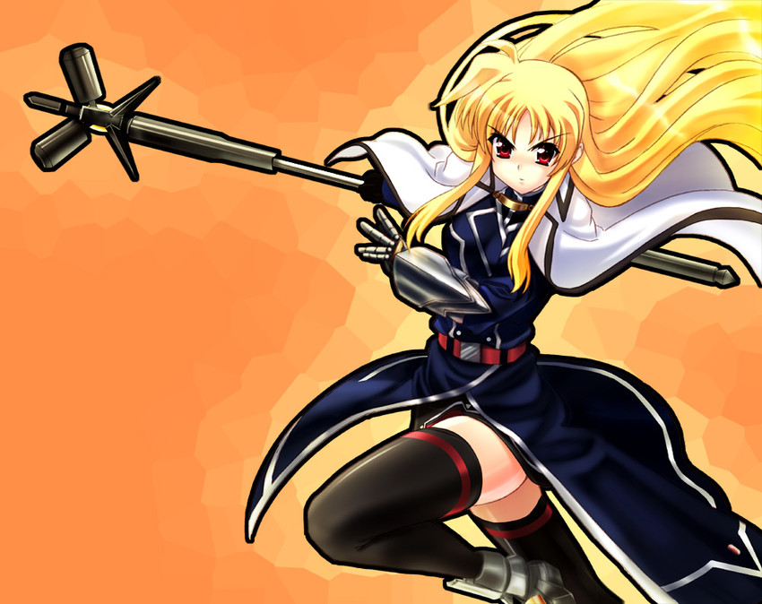 fate testarossa and bardiche (lyrical nanoha and 1 more) drawn by iga_tamaki