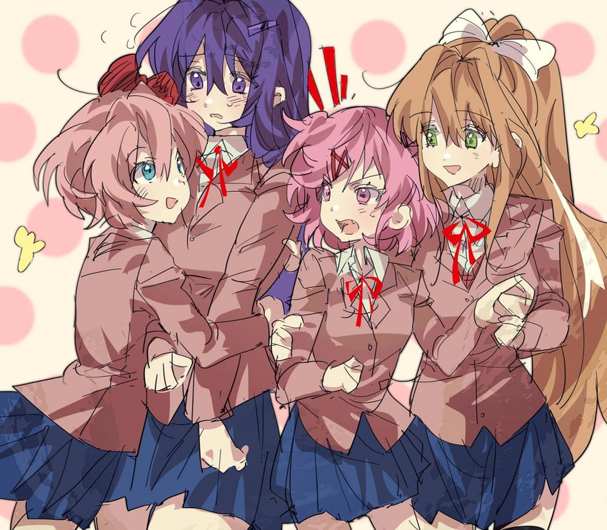monika, natsuki, yuri, and sayori (doki doki literature club) drawn by boob0o8
