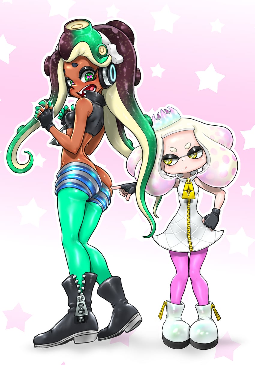 marina and pearl (splatoon and 1 more) drawn by koharu2.5
