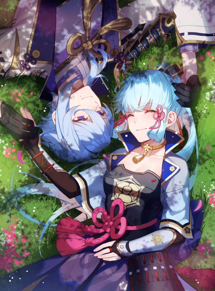 kamisato ayaka and kamisato ayato (genshin impact) drawn by shotgunman