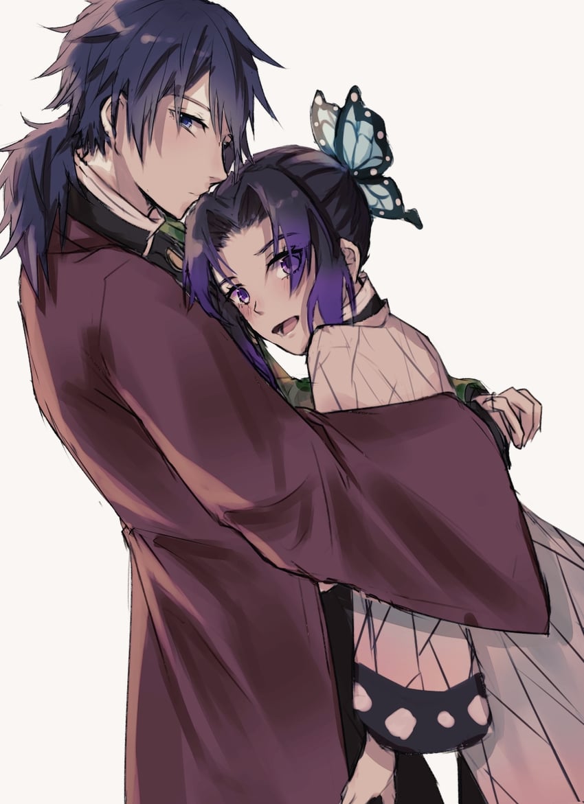kochou shinobu and tomioka giyuu (kimetsu no yaiba) drawn by tanuyama