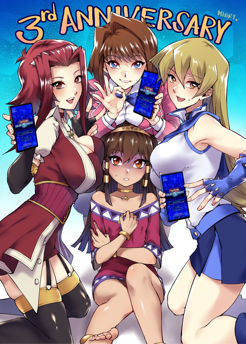 tenjouin asuka, izayoi aki, mazaki anzu, and sera (yu-gi-oh! and 5 more) drawn by mibry_(phrysm)