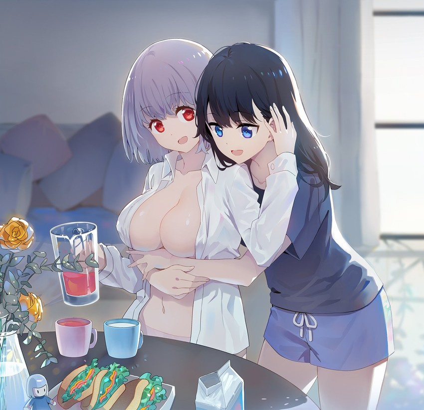 takarada rikka and shinjou akane (gridman universe and 1 more) drawn by usamin_(megumikira)