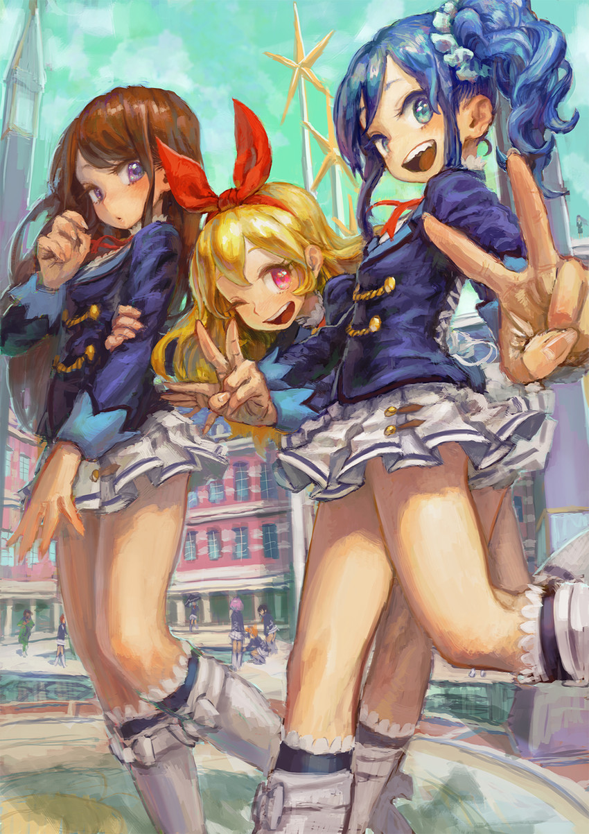 hoshimiya ichigo, kiriya aoi, and shibuki ran (aikatsu!) drawn by jonpei