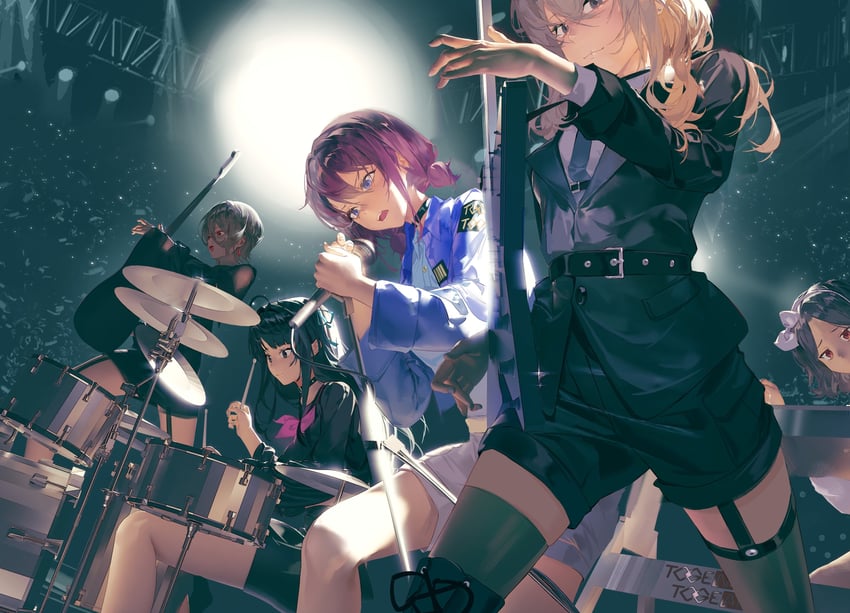 iseri nina, kawaragi momoka, awa subaru, ebizuka tomo, and rupa (girls band cry) drawn by chang_zhao_xiao_quan