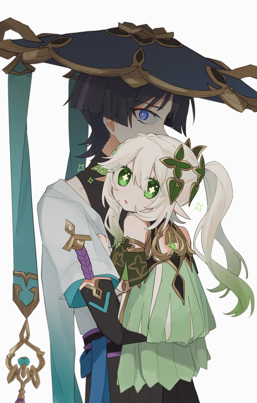 scaramouche, nahida, and wanderer (genshin impact) drawn by tenpi_(hello_3152)