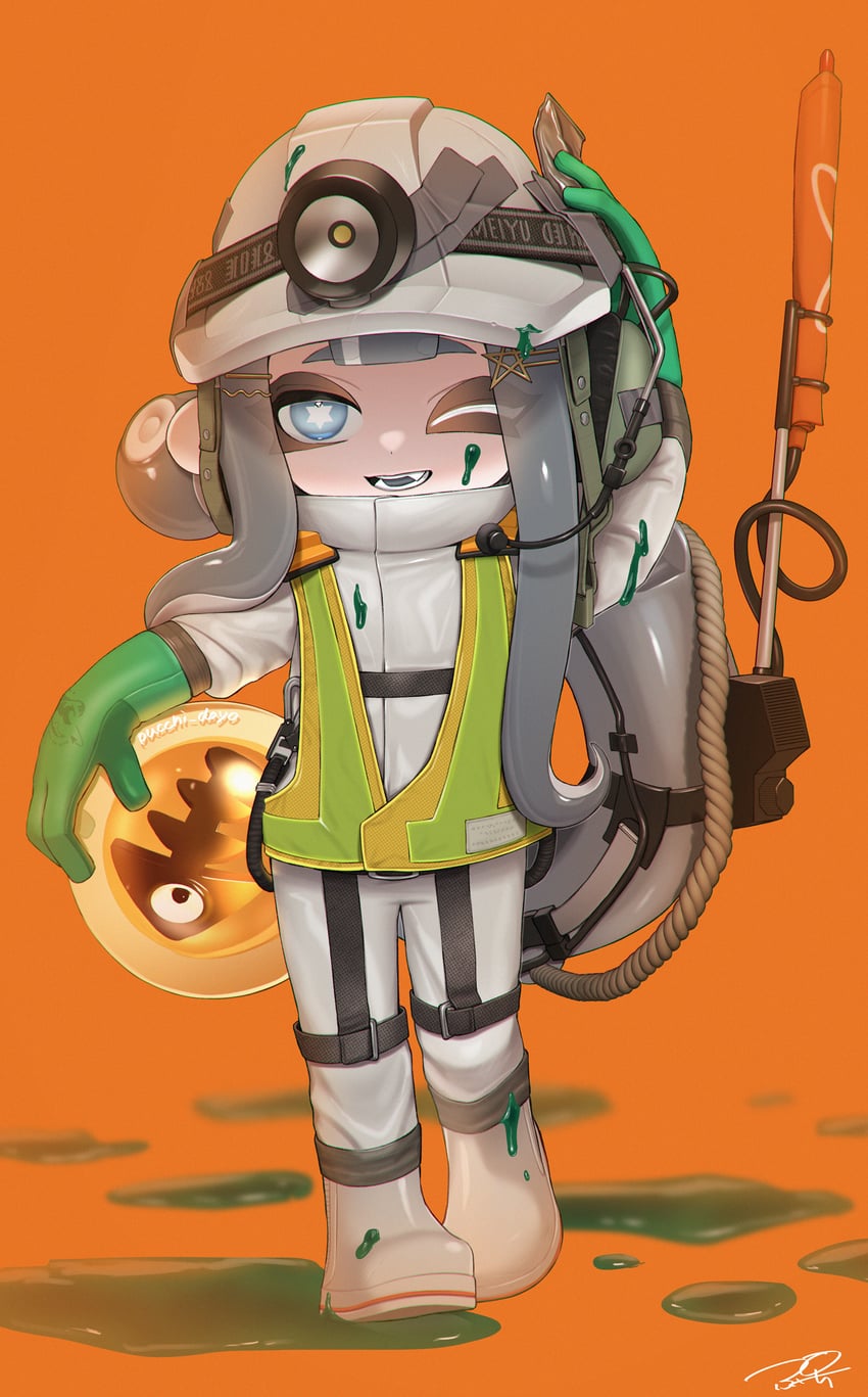octoling player character and octoling girl (splatoon and 1 more) drawn by puchiman