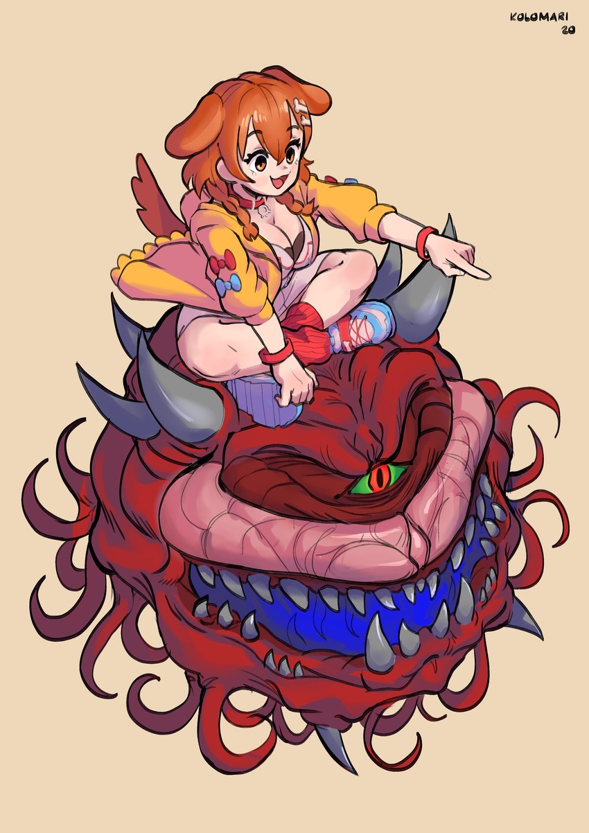 inugami korone and cacodemon (hololive and 1 more) drawn by kolomari