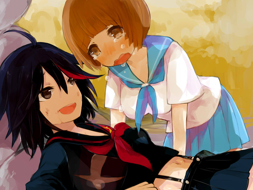 matoi ryuuko, senketsu, and mankanshoku mako (kill la kill) drawn by kaze_yaku