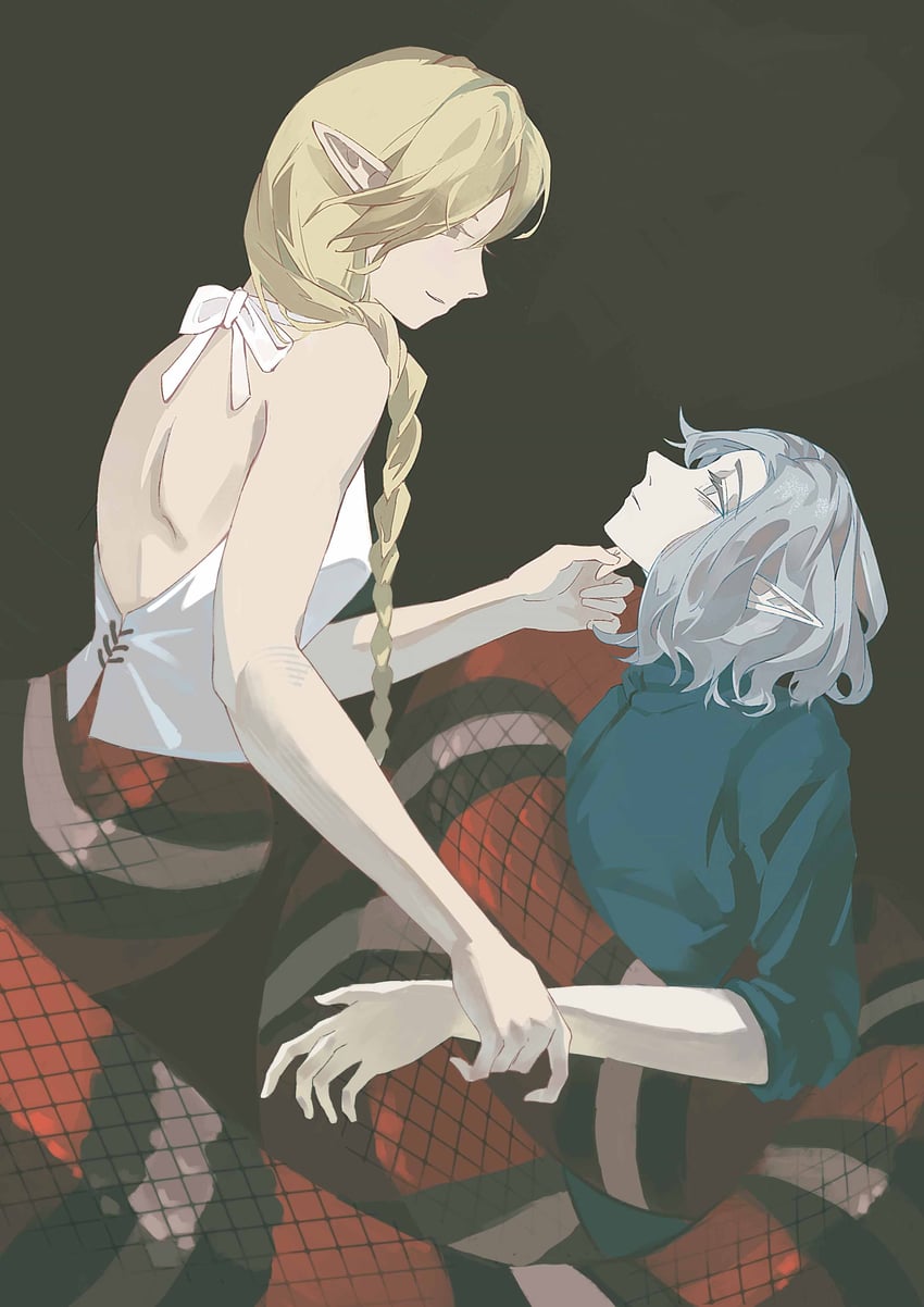 mithrun and braided ponytail lamia (dungeon meshi) drawn by xinjinjumin8309434