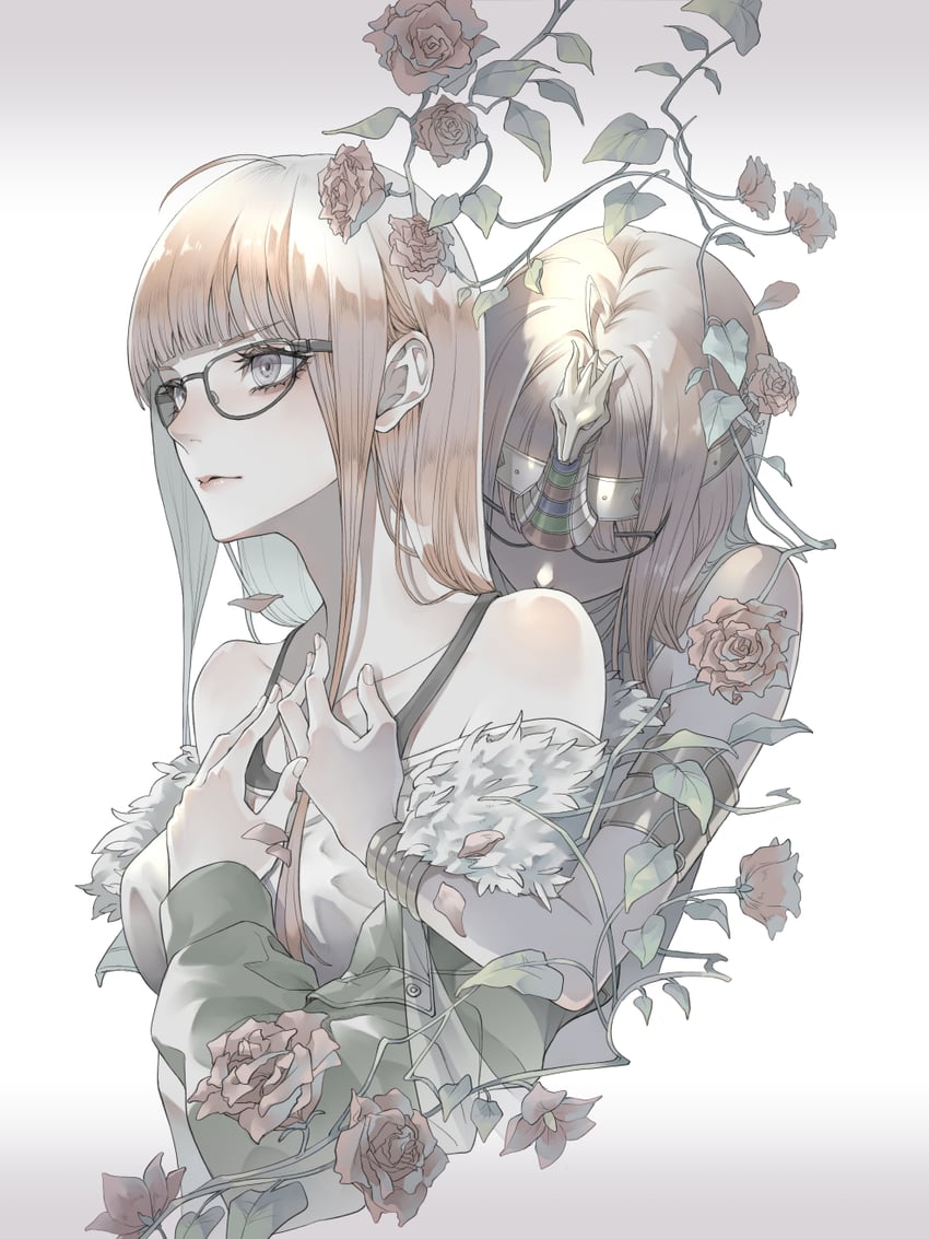 sakura futaba and shadow futaba (persona and 1 more) drawn by ryokuyuu