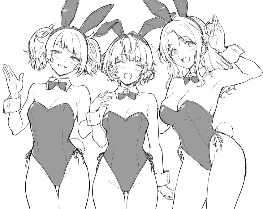 tanaka mamimi, ichikawa hinana, and ikuta haruki (idolmaster and 1 more) drawn by unu_(unucence)