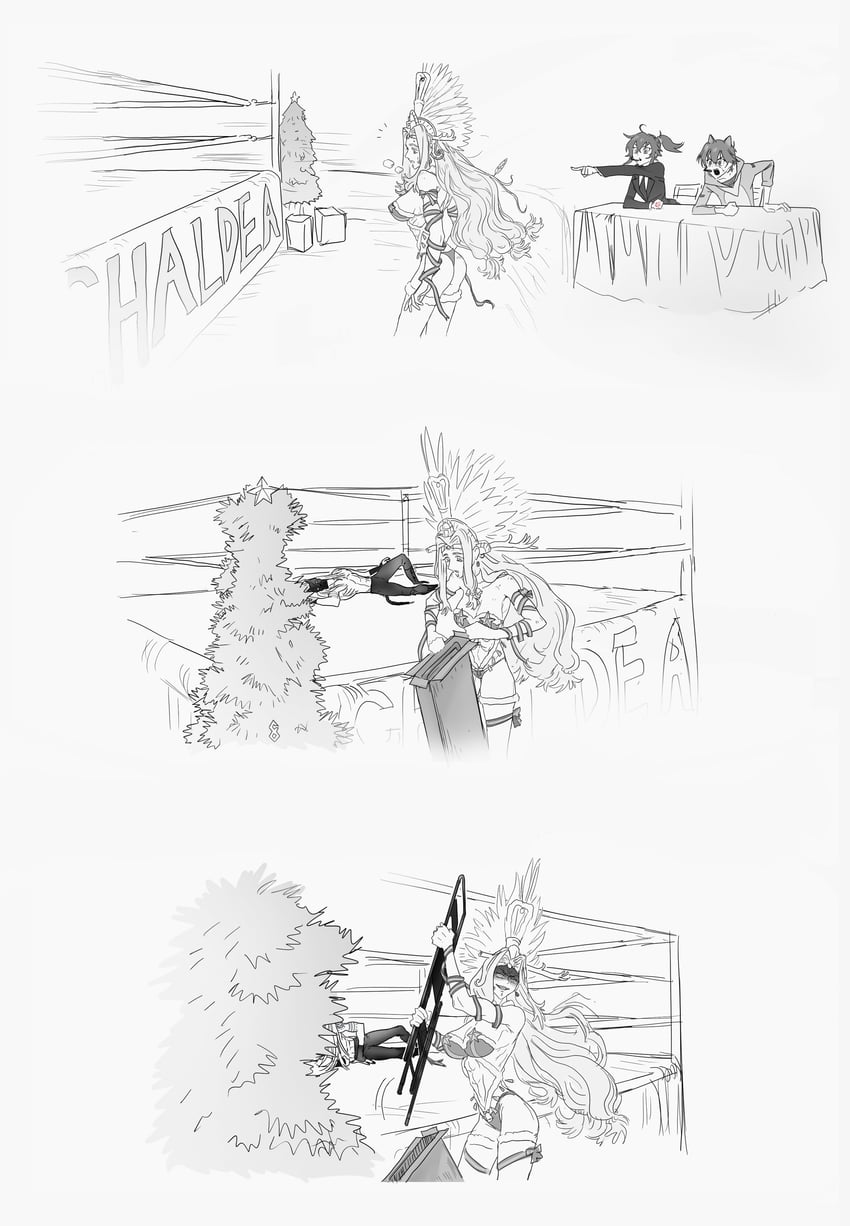 fujimaru ritsuka, tezcatlipoca, quetzalcoatl, and jaguarman (fate and 1 more) drawn by ythdltmnmhlc10