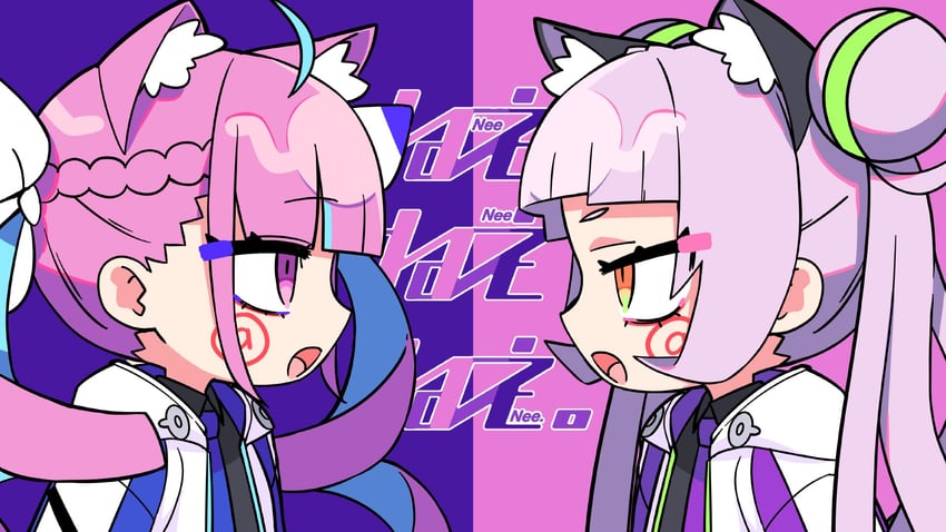 minato aqua and murasaki shion (hololive and 1 more) drawn by oshiruko_(oshiruco_212048)