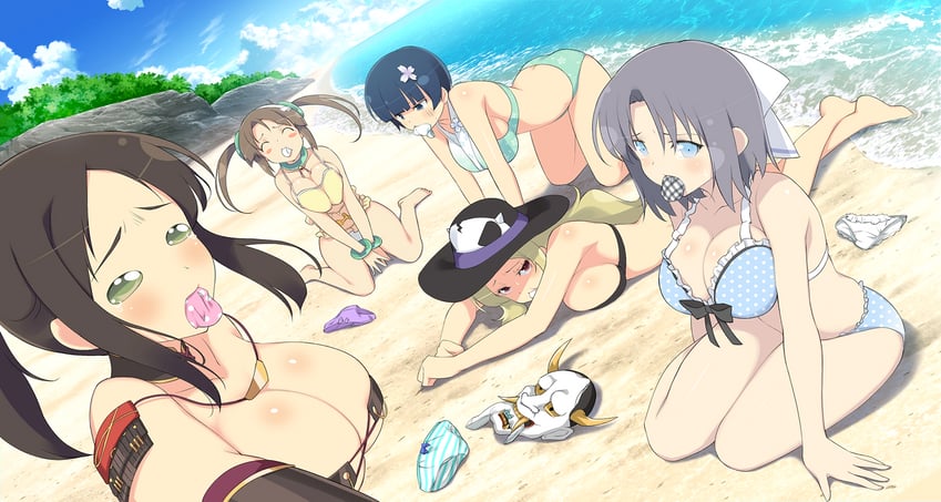 yumi, yozakura, shiki, minori, and murakumo (senran kagura and 1 more) drawn by yaegashi_nan