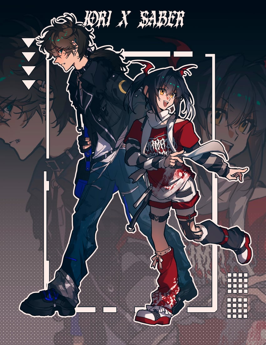 yamato takeru and miyamoto iori (fate and 2 more) drawn by aizendai
