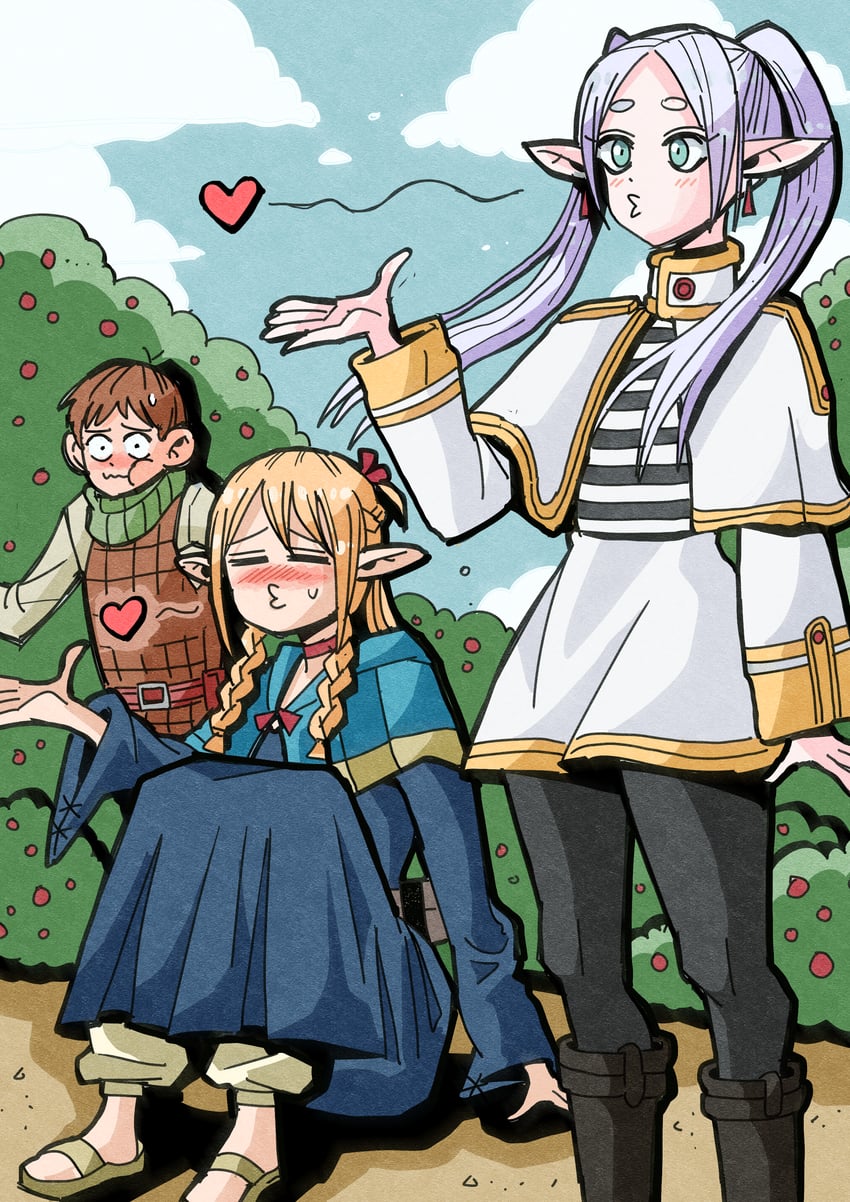 frieren, marcille donato, and chilchuck tims (sousou no frieren and 1 more) drawn by hansoom_(latebirdwakeup)