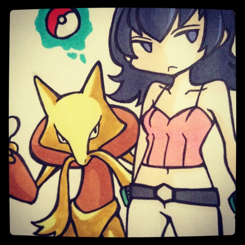 sabrina and alakazam (pokemon and 1 more) drawn by rii