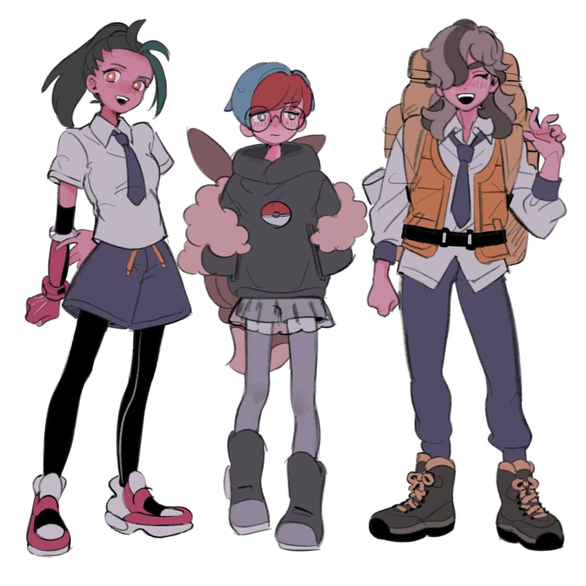 nemona, penny, and arven (pokemon and 1 more) drawn by moumuriy