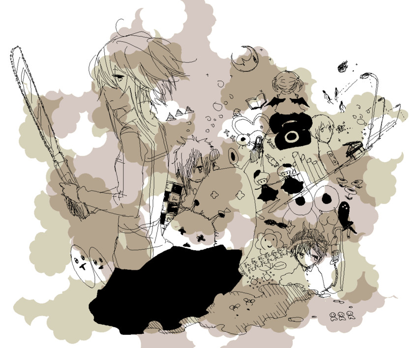 urotsuki, aojiru, oni musume, tako otoko, blue twin, and 2 more (yume 2kki) drawn by karnemelk
