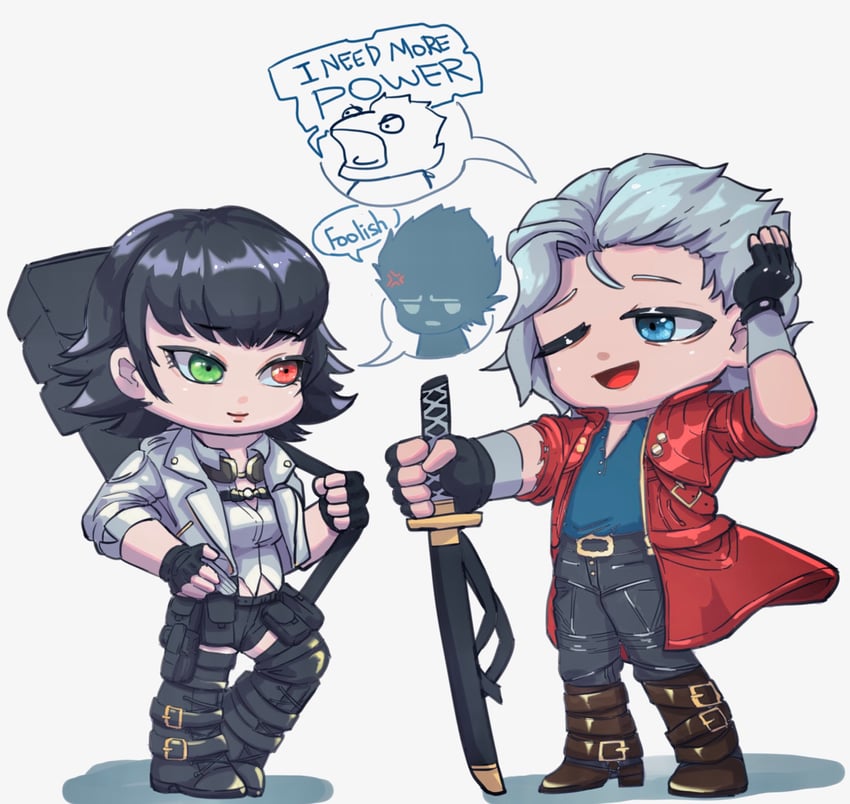 dante, vergil, and lady (devil may cry and 1 more) drawn by wang_yu23