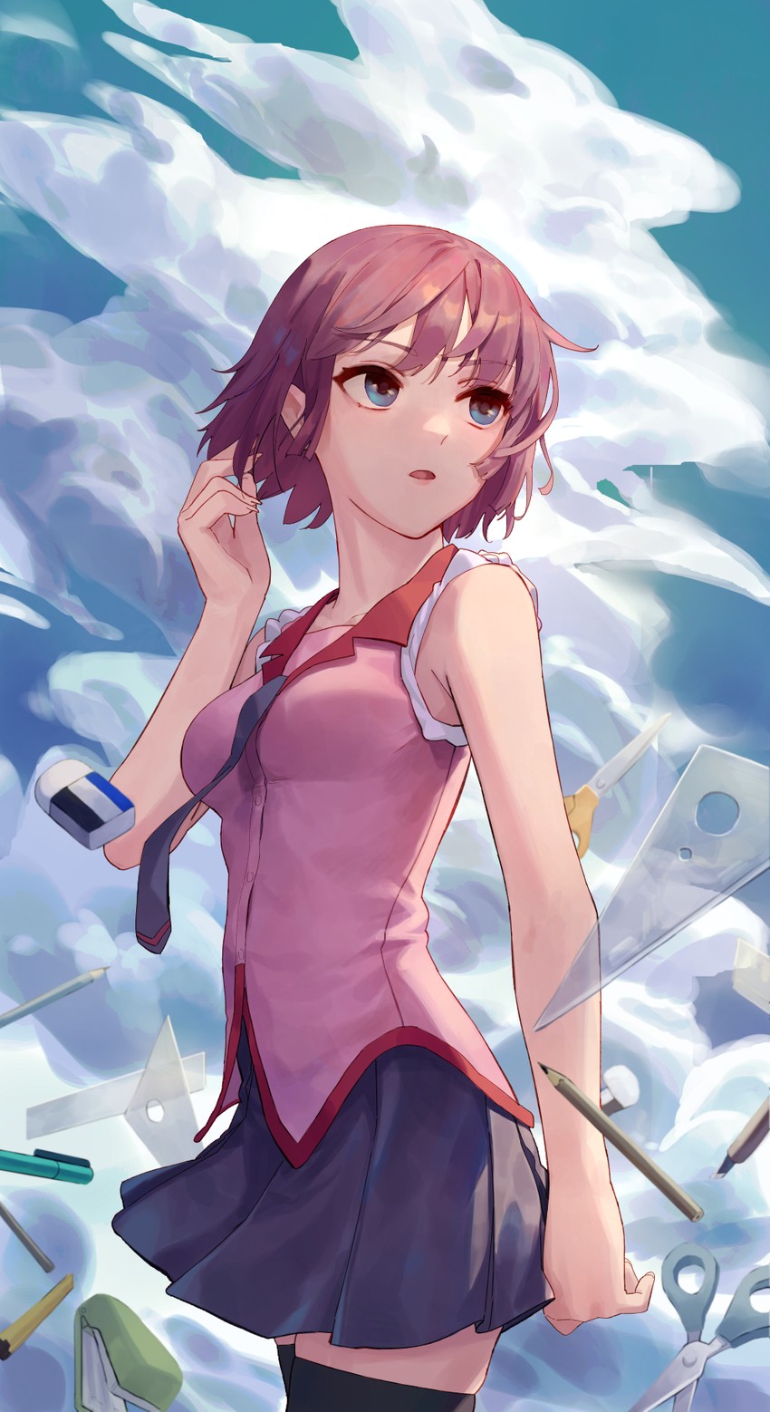 senjougahara hitagi (monogatari and 1 more) drawn by tesin_(7aehyun)