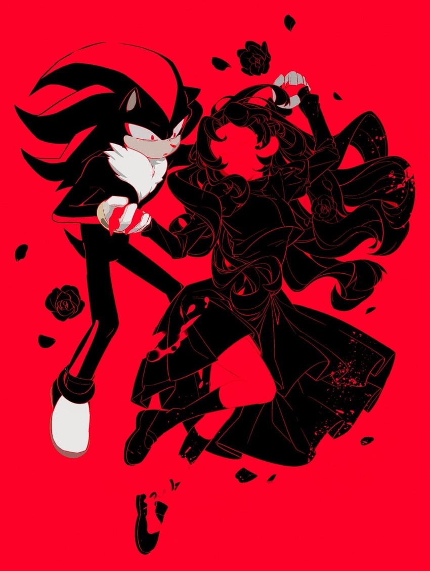 shadow the hedgehog and maria robotnik (sonic) drawn by lazy_kun