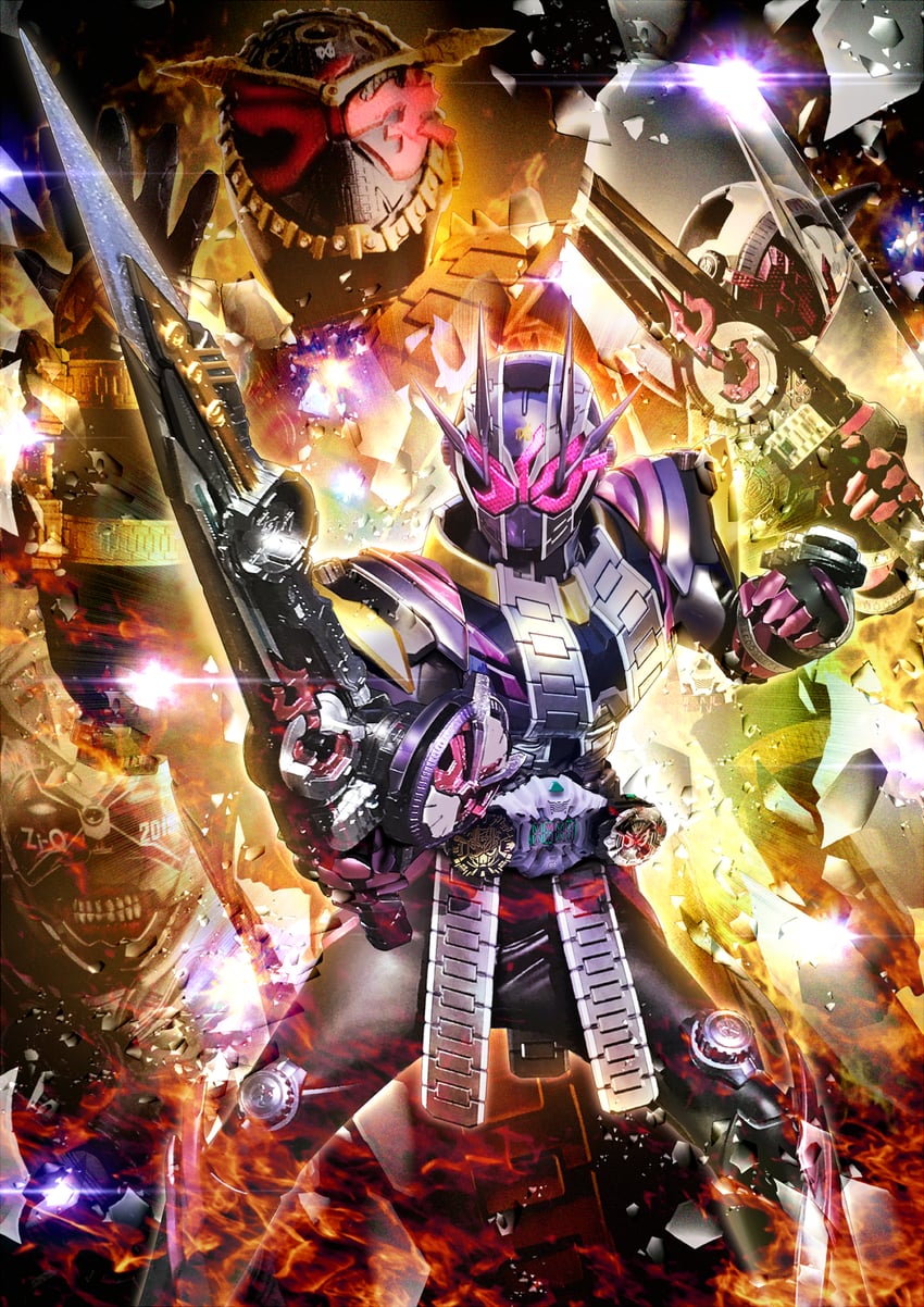 kamen rider zi-o, ohma zi-o, kamen rider zi-o ii, and another zi-o (kamen rider and 1 more) drawn by masukudo_(hamamoto_hikaru)