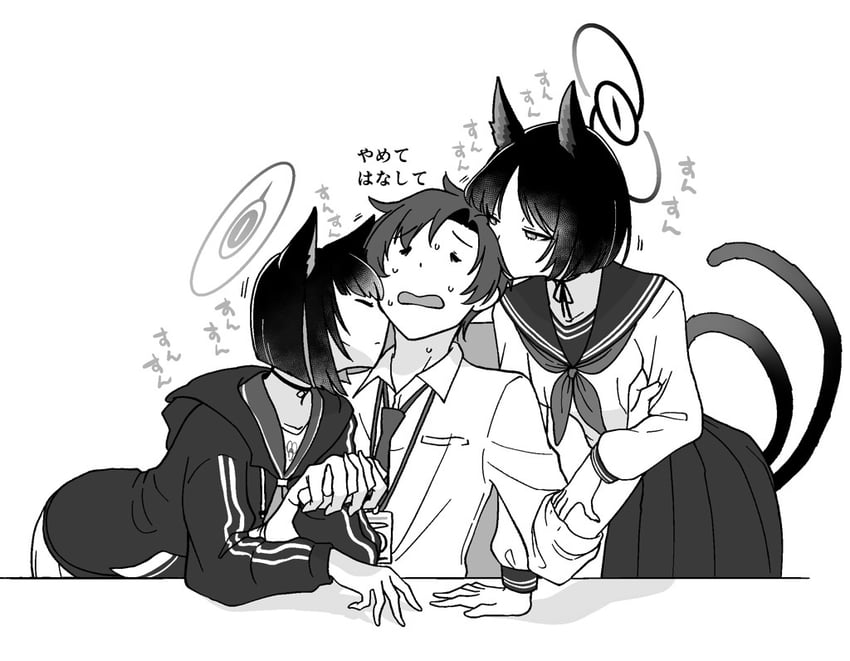 sensei, kazusa, and kikyou (blue archive and 1 more) drawn by kurunanocircle