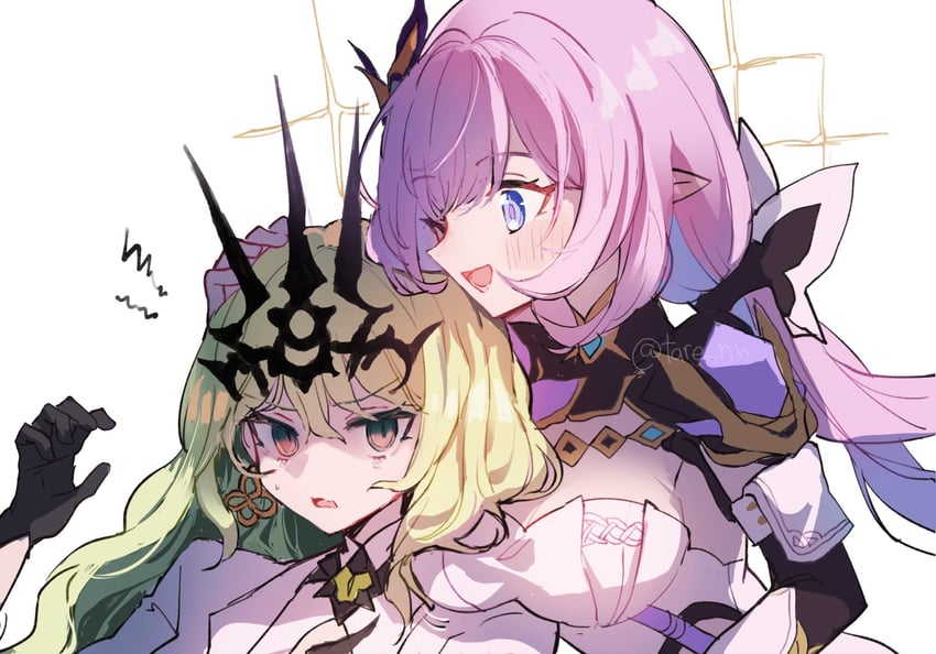 elysia and mobius (honkai and 1 more) drawn by tare_(tonikaku_magaru)