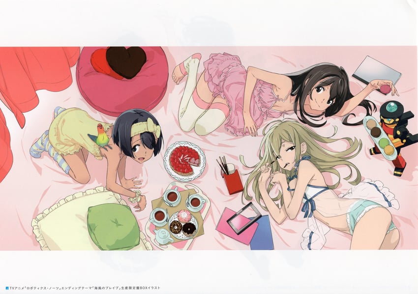 senomiya akiho, koujiro frau, daitoku junna, and tarou (robotics;notes) drawn by fukuda_tomonori