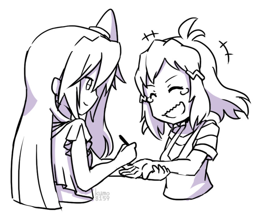 tachibana hibiki and kazanari tsubasa (senki zesshou symphogear) drawn by kumo_(kumo8159)