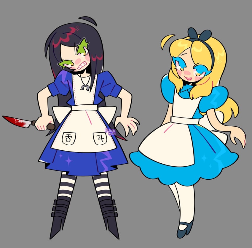 alice liddell and alice (american mcgee's alice and 1 more) drawn by jack0ran