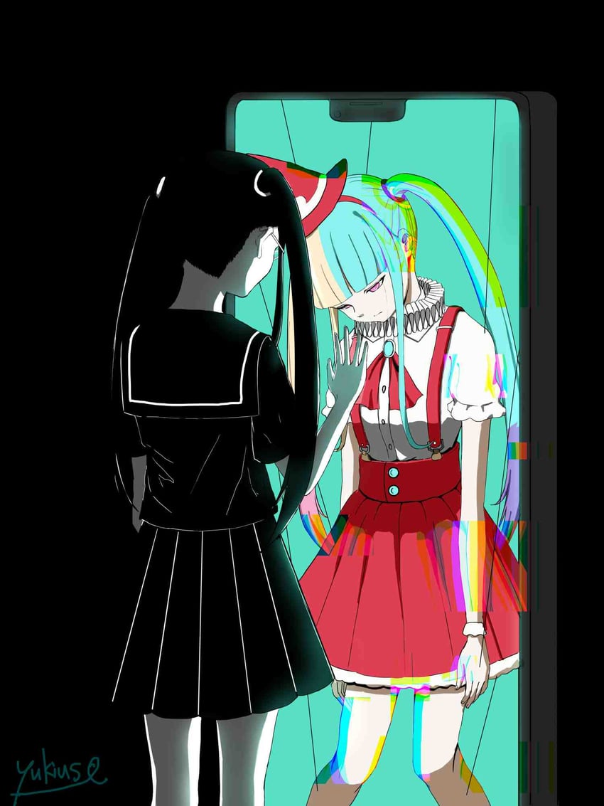 hatsune miku (vocaloid and 1 more) drawn by yukiuso