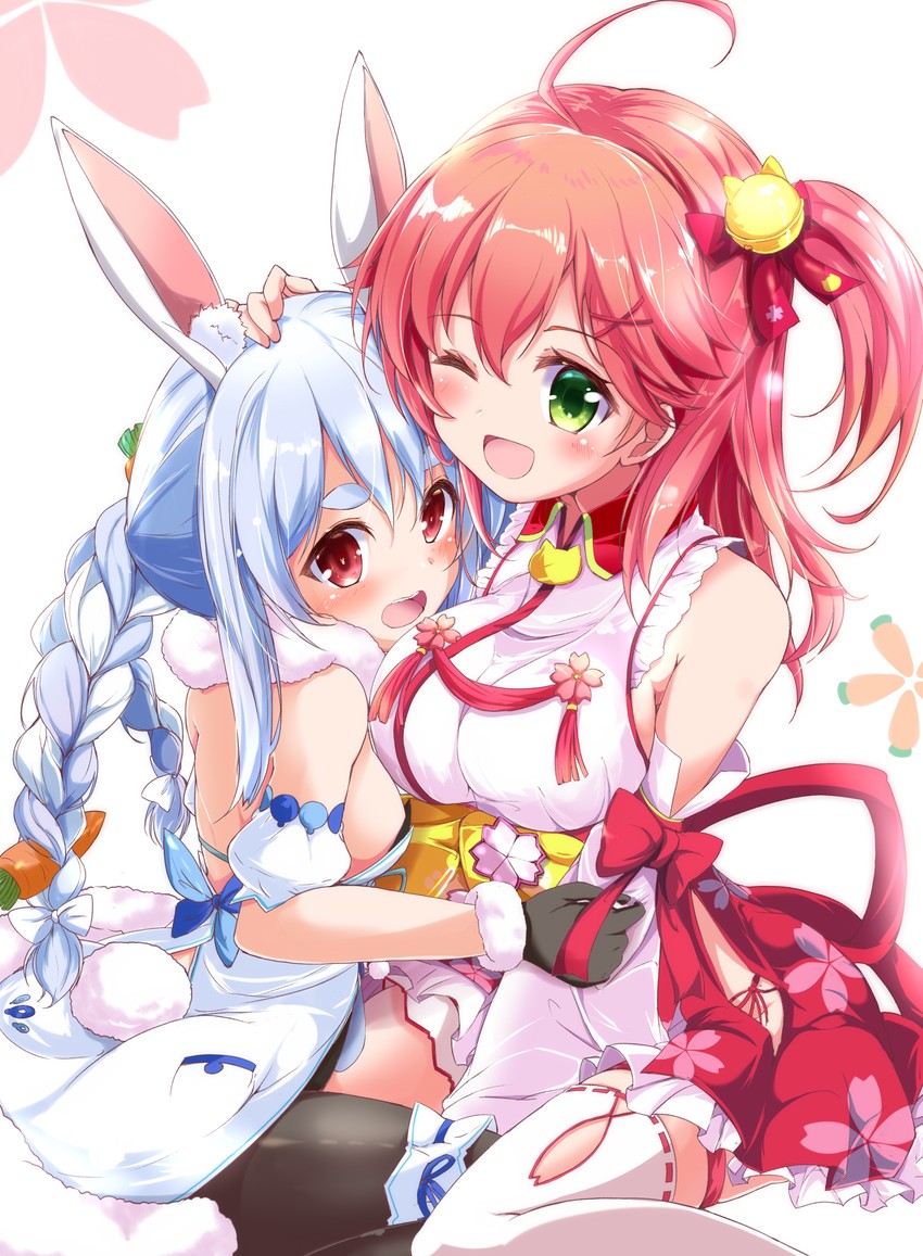 usada pekora and sakura miko (hololive) drawn by nanaume_(shichimi_tougarashi)