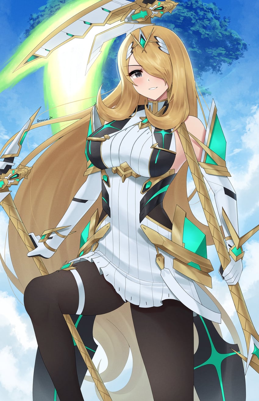 cynthia and mythra (pokemon and 3 more) drawn by doiparuni