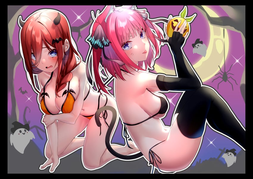 nakano nino and nakano miku (go-toubun no hanayome) drawn by slope_(check238)