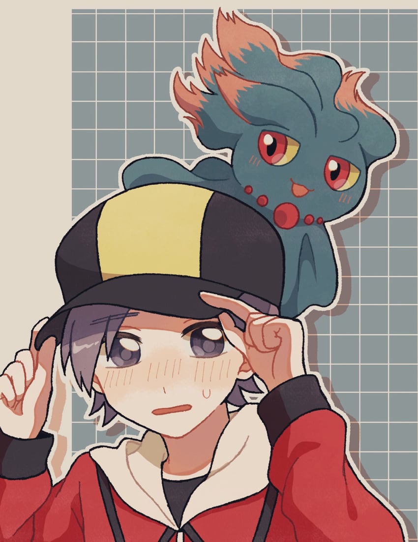 ethan and misdreavus (pokemon and 1 more) drawn by mikakami1e