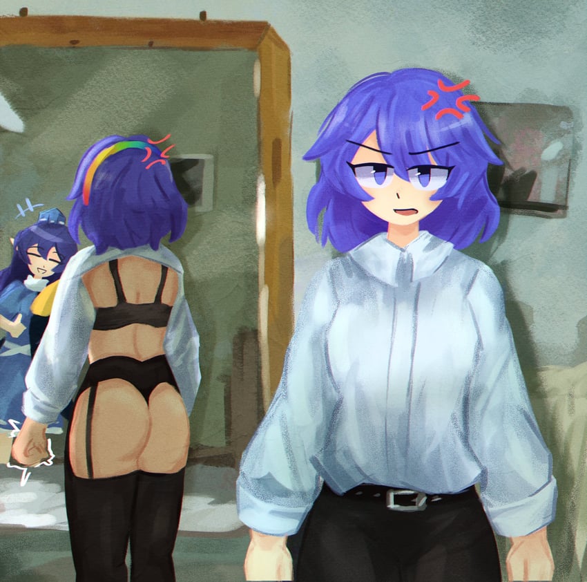 iizunamaru megumu and tenkyuu chimata (touhou) drawn by lad_der